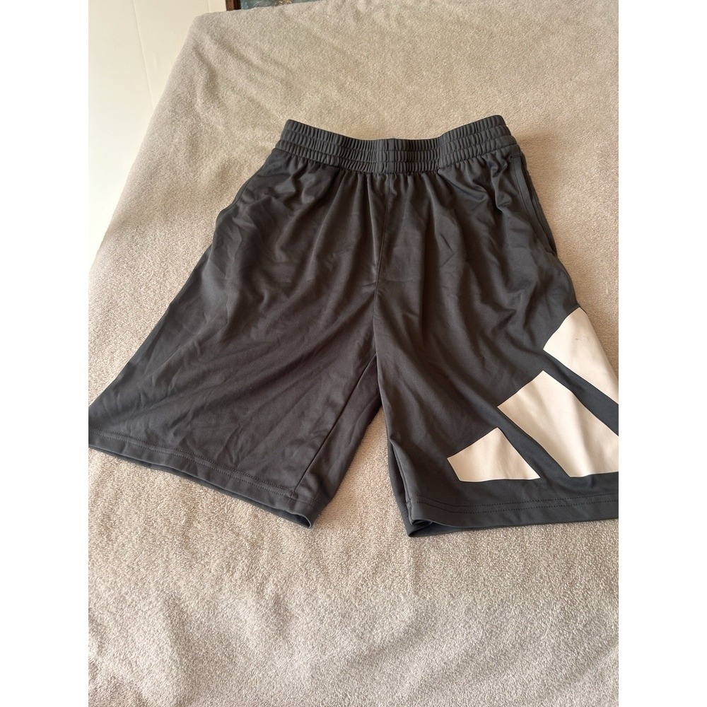 Adidas Youth XL Athletic Shorts Gray Black Elastic Waist Training Gym Kids